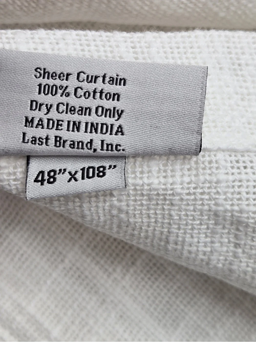 QUINCE Set Of 4 48x108 Cotton Sheer Curtains White 0945
